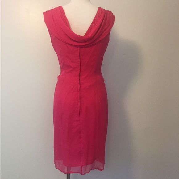 Vintage 1950s Bright Pink Chiffon Cocktail Dress - Picture 7 of 12